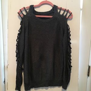 Metallic Gray Cut Out Forever 21 Sweater